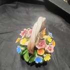 Capodimonte Vintage Porcelain Flower Arrangement Basket  Made In Italy