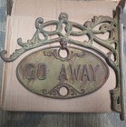 Garden Welcome   Go Away Swivel Spin Sign Cast Iron Vtg Rustic  Heavy Duty