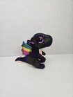 Ty Beanie Boo Babies Black Dragon Anora Plush 6  Stuffed Toy Rainbow Color Wings