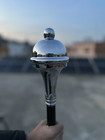 Ceremonial Drum Major Mace 3 Parts With Tassel Chrome Head  Black White  Brown