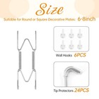6 Pack Plate Hangers  Silver  6-8 Inch  Wall Mount  Display  Decorative Wire