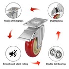 4 Pcs 5 Inch Caster Wheels Swivel Plate Polyurethane Wheels Heavy Duty Wheel Set