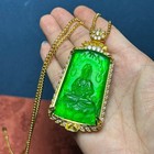 Real Natural High Ice Green Jade Jadeite Guanyin Amulet Pendant necklaces