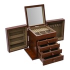5 Layers Vintage Large Jewelry Organizer Wooden Storage Box Case With 4 Drawers