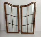 Pair Antique Door Panels Wood Glass Tall Pair 1920s Reclaimed Architectural