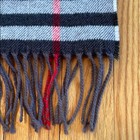 100  Cashmere Plaid Scarf Gray Red Made In Scotland Soft Fringe Unisex