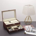 12 Grids Jewelry Case Storage Watch Box Leather Display Organizer Glass Hot Gift