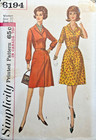 1960s Vintage Simplicity Sewing Pattern 6194 Plus Size 52 Bust Uncut Complete
