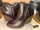 Ugg Boots Womens Meredith Lodge Wedge Booties Brown Leather Zip 1009948 Size 8 5