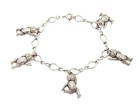 Vintage 925 Sterling Silver Articulated Teddy Bear Charm Bracelet