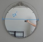 Vintage 1940 s Frameless Art -deco Etched Round Mirror 28  Diameter