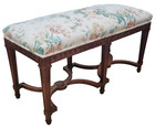 Antique French 19th C Louis Xiv Style Carved Mahogany Large Window Bed Bench