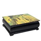 Vtg Signed Fedoskino Russian Hand Painted Lacquer Paper Mache Hinged Trinket Box