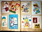 Vintage 50s 60s Valentine Birthday Christmas Card Scrap Book Kitschy Lot