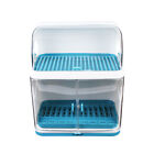 2-tier Dish Drying Rack Kitchen Organizer Storage Cup Holder Rack With Lid Cover