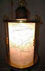 Vintage Mid-century Modern Brass   Spaghetti String Milkglass Pendant Swag Light