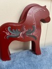 Vintage Red 7 1 4    X 6 3 4    Dala Waynor Norwegian Rosemaling Wood Fjord Horse