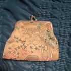 Vintage Floral Brocade Kiss Lock Coin Purse Wallet  Gold Red Blue  Women
