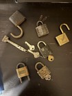 Antique Padlock Vintage Key Lot Brass Yale Slaymaker Fraim Corbin Eagle