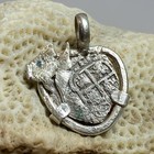 Authentic Spanish-colonial 1-real Silver Shipwreck Cob Coin   Blue Diamond Bezel