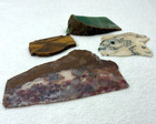 Lot Of 4 Rock Slabs Dendritic Opal  Plume Agate  Tiger Eye   Chrysoprase