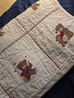 Vintage Baby Crib Quilt Bunny Bear Blanket Comforter Hand Made Neutral Unisex