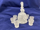 Vintage Glass Decanter Set Clear Frost Woman Czech
