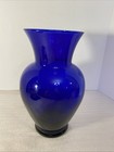Large 10 3 4    Tall Cobalt Blue Glass Vase Vintage Decorative Euc