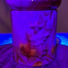 Akro Agate Pick Wick Jar Orange Slag Glass Cigarette Vanity Jar Uv Reactive