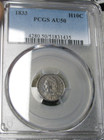 1833 Capped Bust Half Dime Silver ---- Au-50 Pcgs Graded Coin ----  131c