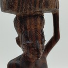 Vintage Hand Carved Wood African Tribal Woman With Basket Figurine 8  Tall