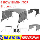 4 Bow 8ft Bimini Top Boat Cover Heavy Duty Boat Canopy With Rear Poles Frame
