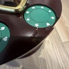 Vintage Poker Chip Set Two Card Deck Wooden Carousel Rack Texas Hold Em Dealer