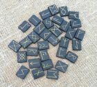 Anglo Saxon Rune Set Viking Runes Of Black Basalt With Linen Bag 33 Runestones