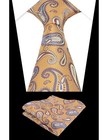  Mens Colorful Paisley Necktie And Pocket Square Sets 144-orange