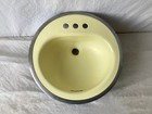 Vintage 18  Cast Iron Manchu Yellow Porcelain Round Drop In Bath Sink 275-26e
