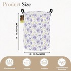 Round Fabric Collapsible Storage Basket With Handles  Purple Flower   Waterpr   