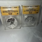 2012-s Silver Eagle 2 Coin Set Anacs Pf69 Reverse Proof   Pf67 Proof Dcam