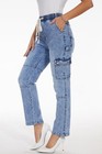 Hvepuo High Waisted Jeans For Women Boyfriend Casual Elastic Waist Straight Leg
