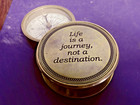 Life Is A Journey - Rustic Brass Marine Compass In Wooden Box