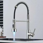 Led Kitchen Faucet Swivel Spout Single Handle Sink Pull Down Sprayer Mixer Tap