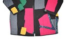 Vintage Quilted Jacket Womens Medium Color Block Geometric Print Open Front Art