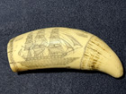 Vintage Replica Scrimshaw Whales Tooth  the Whaler Eagle  W  Ship   Liberty 6  