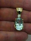 2 Ct Oval Cut Lab Created Aquamarine Pendant Necklace 14k Yellow Gold Finish