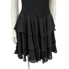 Vintage Black Lace Tiered Party Dress 90s Sleeveless Dress   Small  