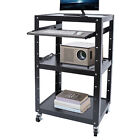 Steel Media Cart Av Cart With Keyboard Tray Mobile Cart Height Adjustable Shelf