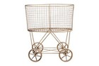  Vintage Reproduction Decorative Metal Laundry Basket On Wheels Copper