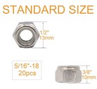 5 16-18 Nylon Insert Lock Nuts 20 Pcs Stainless Steel Self-locking Nylock