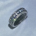 14k White Gold Plated 2ct Round Cut Moissanite Men s Wedding Eternity Band Ring