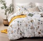 Duvet Cover  Cotton Yellow And Blue Floral Print 3 Piece Set  white Floral 